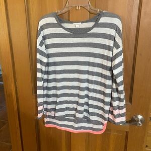 GAP Charcoal and White Striped Tee
